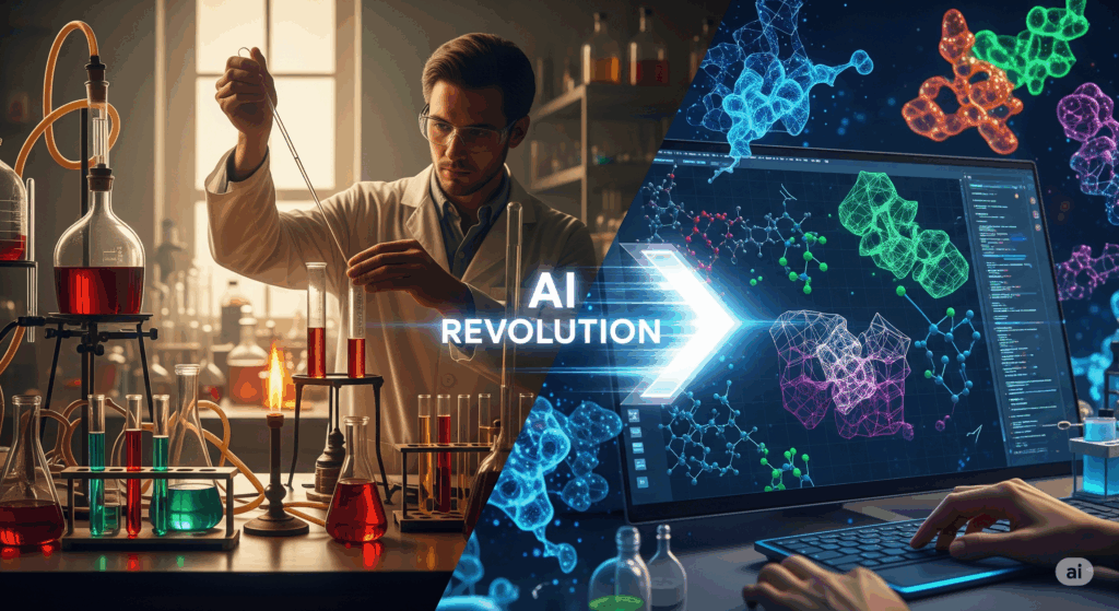 a man in a lab coat working in a laboratory