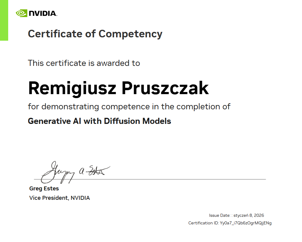 Certyfikat kompetencji dla Remigiusza Pruszczaka