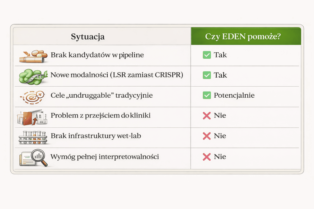 Tabela z sytuacjami i odpowiedziami